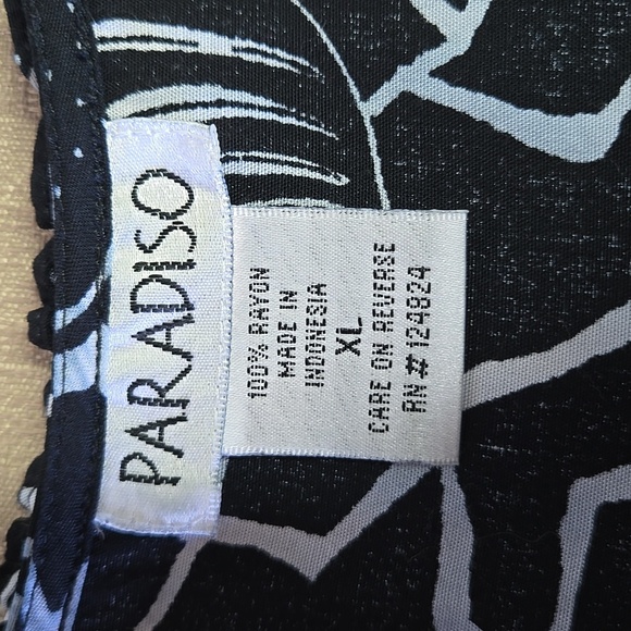 PARADISO | Hawaiian Black & White Beaded Floral Sundress sz XL - Picture 6 of 7